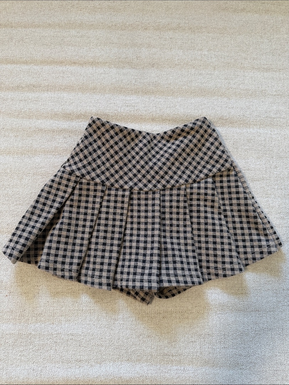 Zara Black and Cream Plaid Girls Skort